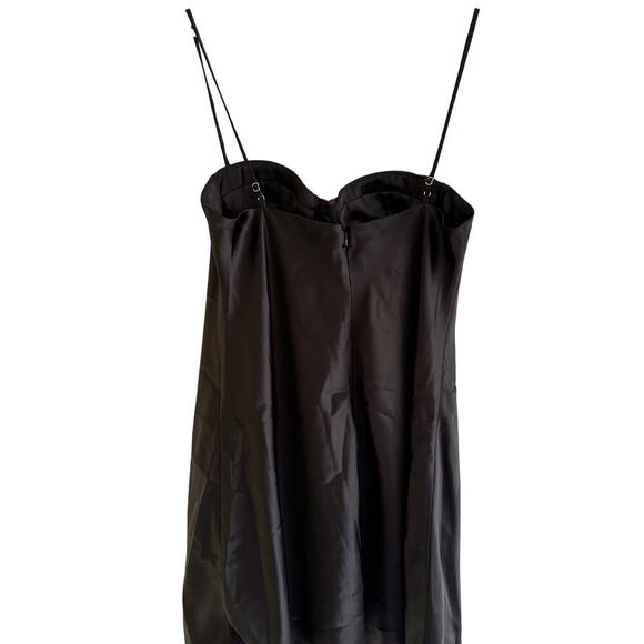 Meshki Zahli Corset Top Stitch Satin Mini Slip Dress Black Size XL Minimalist - Picture 4 of 9